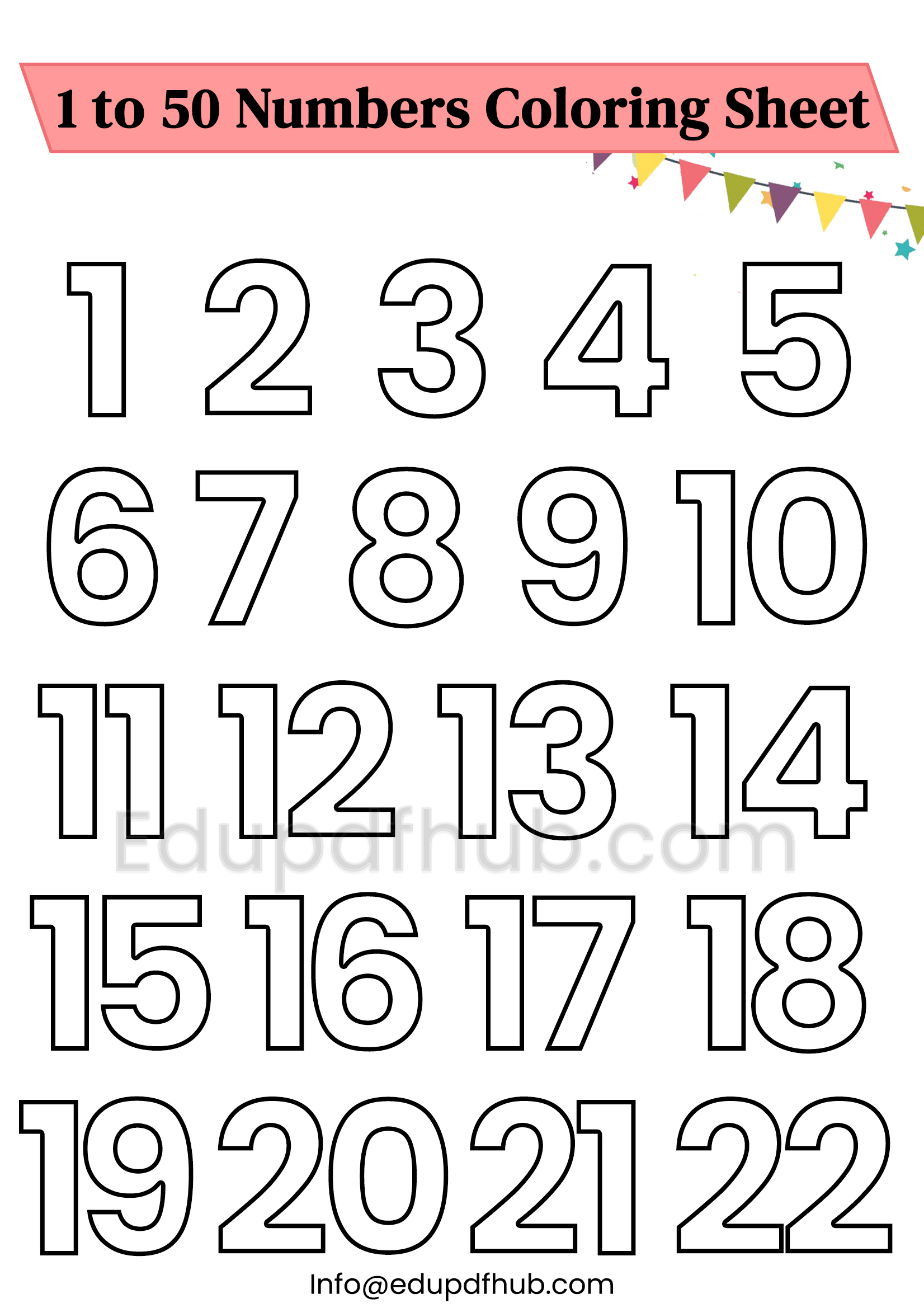 1 to 50 numbers coloring sheet